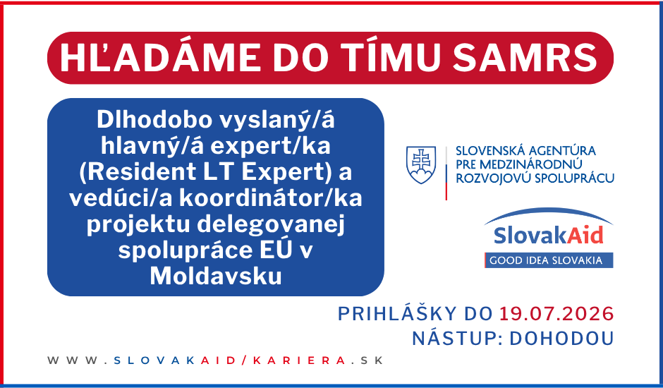 Dlhodobo vyslaný/á hlavný/á expert/ka (Resident LT Expert) a vedúci/a koordinátor/ka projektu delegovanej spolupráce EÚ v Moldavsku - grafika